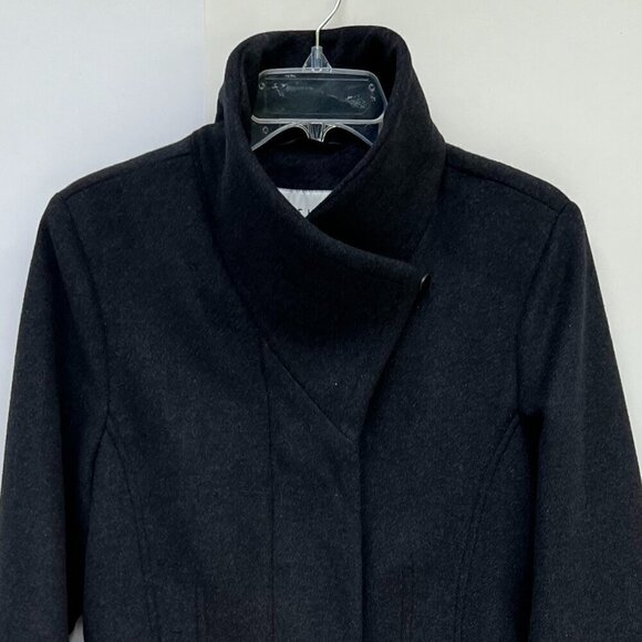 Cole Haan Signature Wool-Blend Wrap Coat in Charcoal Size L - Picture 3 of 12